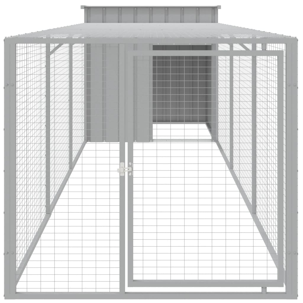 vidaXL Κοτέτσι με Περίβολο Αν. Γκρι 110x405x110 εκ. Γαλβαν. Χάλυβας