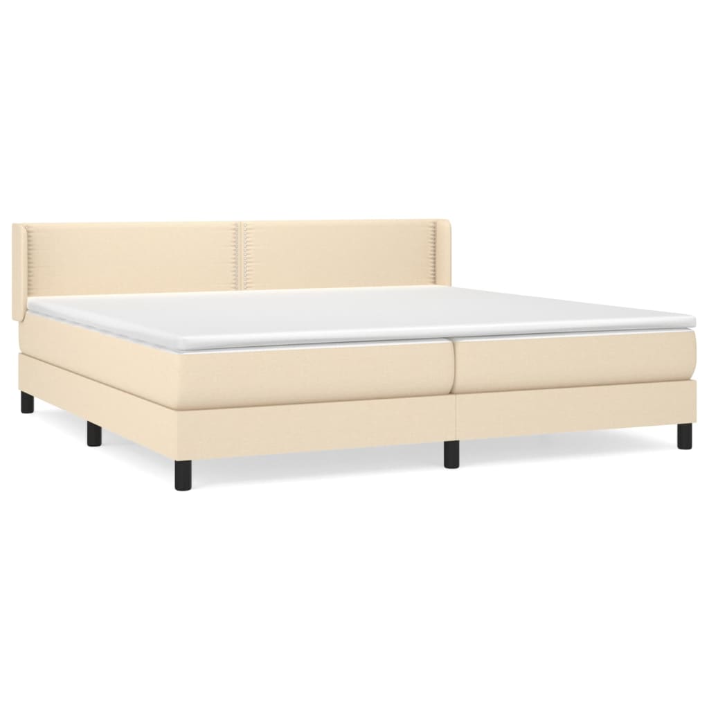 vidaXL Κρεβάτι Boxspring με Στρώμα Κρεμ 200x200 εκ. Υφασμάτινο