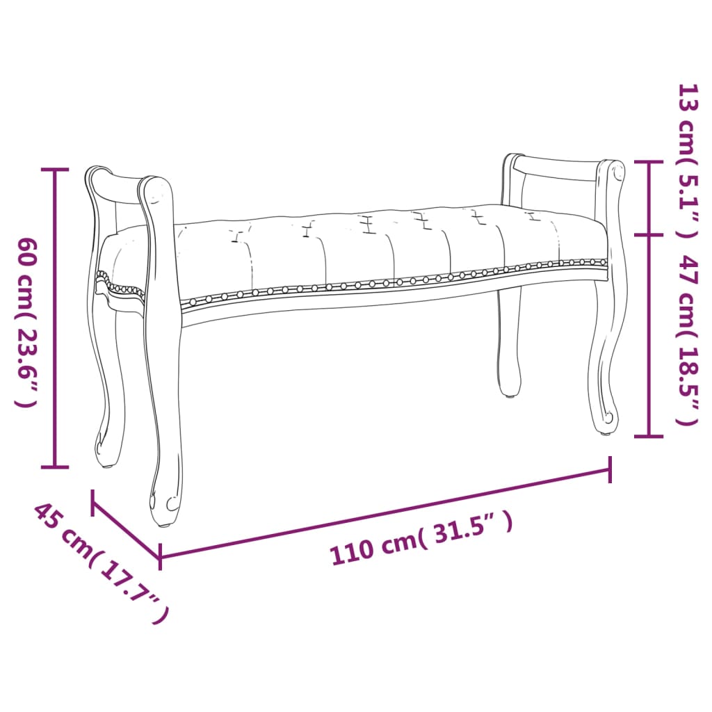 vidaXL Πάγκος Σκούρο Γκρι 110x45x60 εκ. Βελούδινος