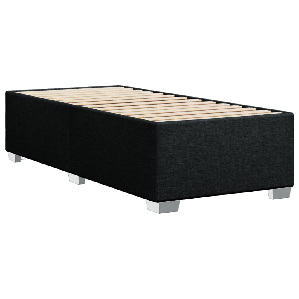 vidaXL Κρεβάτι Boxspring με Στρώμα Μαύρο 90x190 εκ.Υφασμάτινο