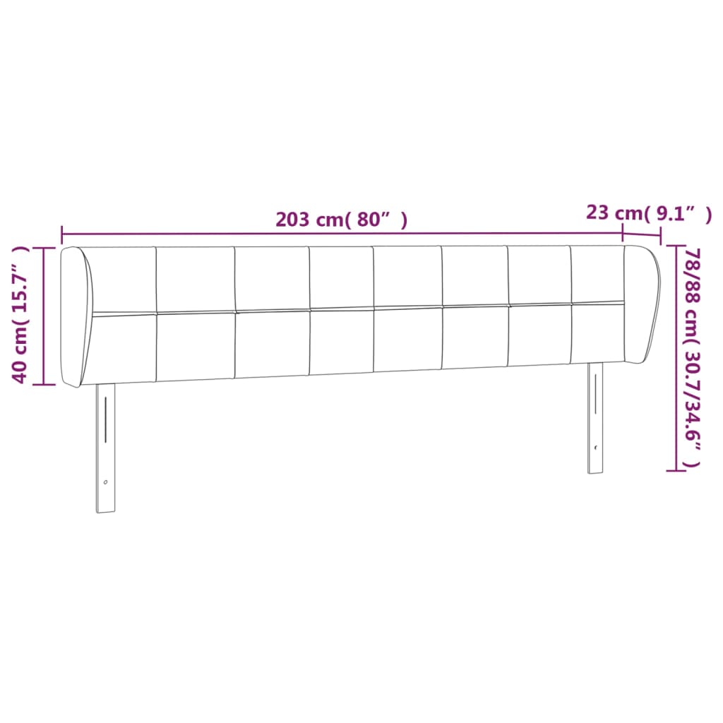 vidaXL Κεφαλάρι με Πτερύγια Ανοιχτό Γκρι 203x23x78/88 εκ. Υφασμάτινο