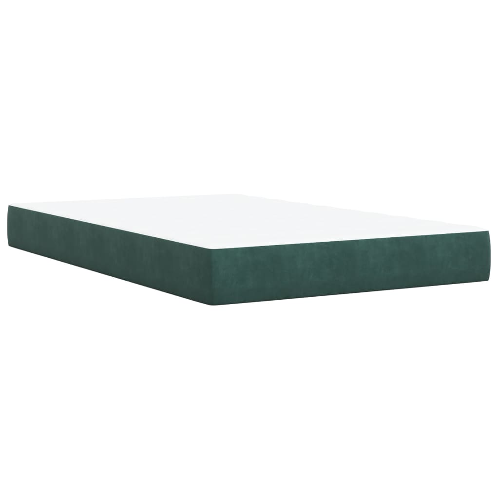 vidaXL Κρεβάτι Boxspring με Στρώμα Σκούρο Πράσινο 120x200εκ. Βελούδινο