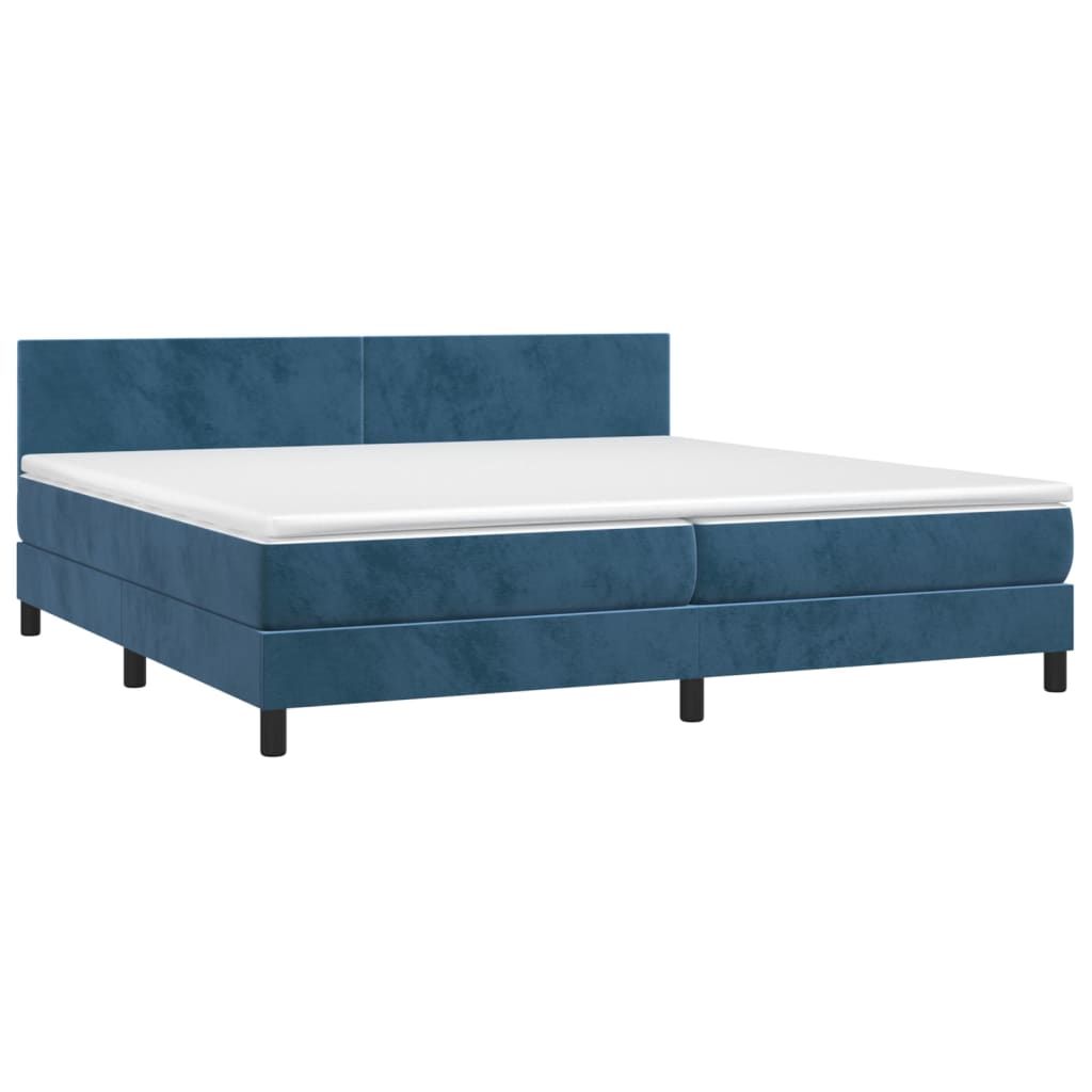 vidaXL Κρεβάτι Boxspring με Στρώμα Σκούρο Μπλε 200x200 εκ. Βελούδινο