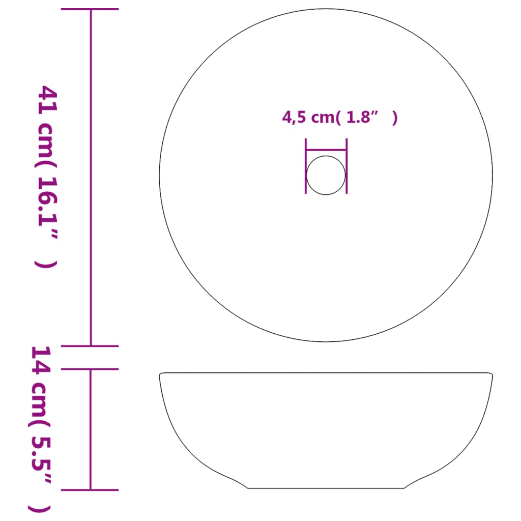 vidaXL Νιπτήρας Λευκός και Μπλε Φ41x14 εκ. Κεραμικός