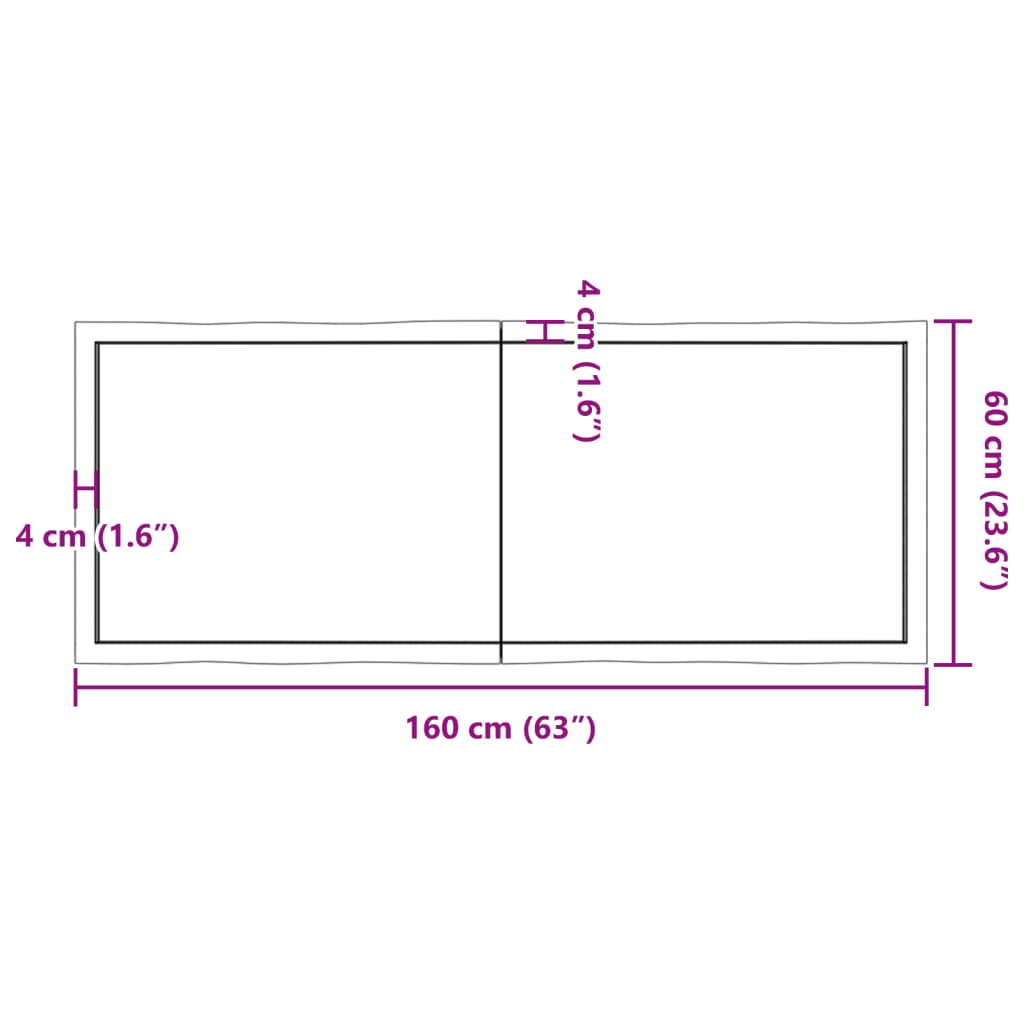 vidaXL Επιφάνεια Τραπεζιού 160x60x(2-6)εκ Ακατέργαστο Μασίφ Ξύλο Δρυός