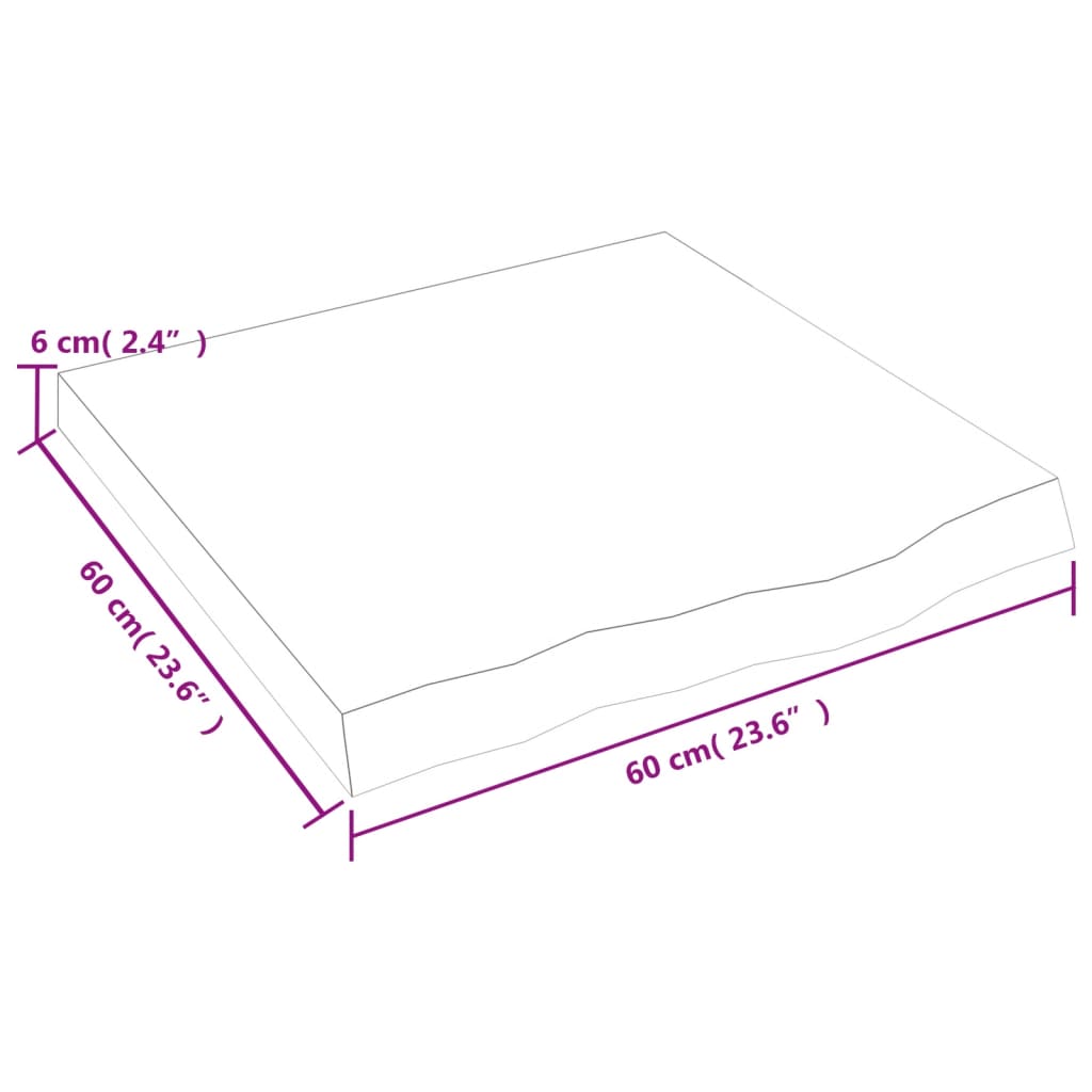 vidaXL Επιφάνεια Τραπεζιού 60x60x(2-6) εκ Ακατέργαστο Μασίφ Ξύλο Δρυός