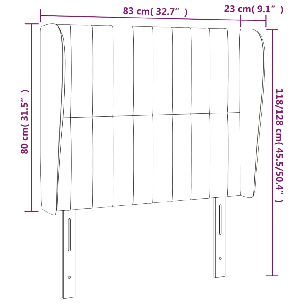 vidaXL Κεφαλάρι με Πτερύγια Μαύρο 83x23x118/128 εκ. Υφασμάτινο