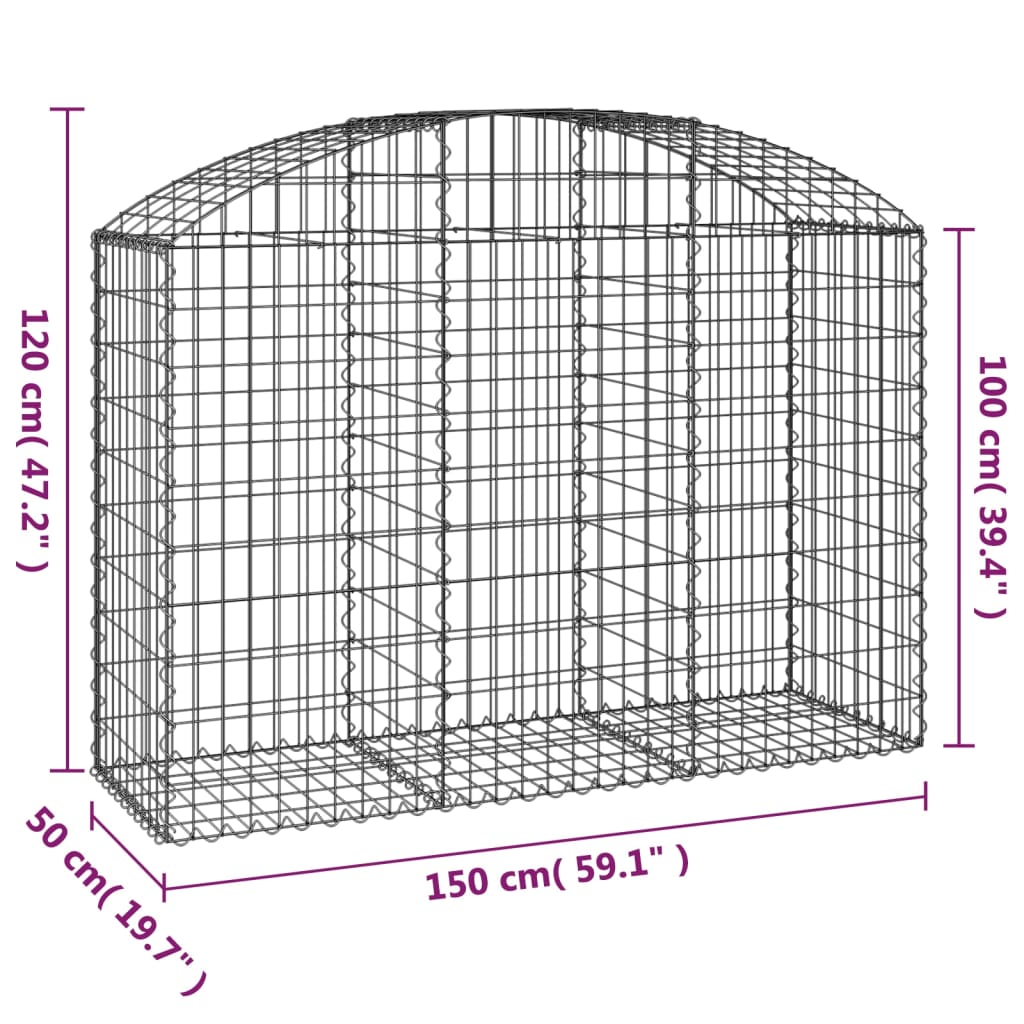 vidaXL Συρματοκιβώτιο Τοξωτό 150x50x100/120εκ. από Γαλβανισμένο Χάλυβα