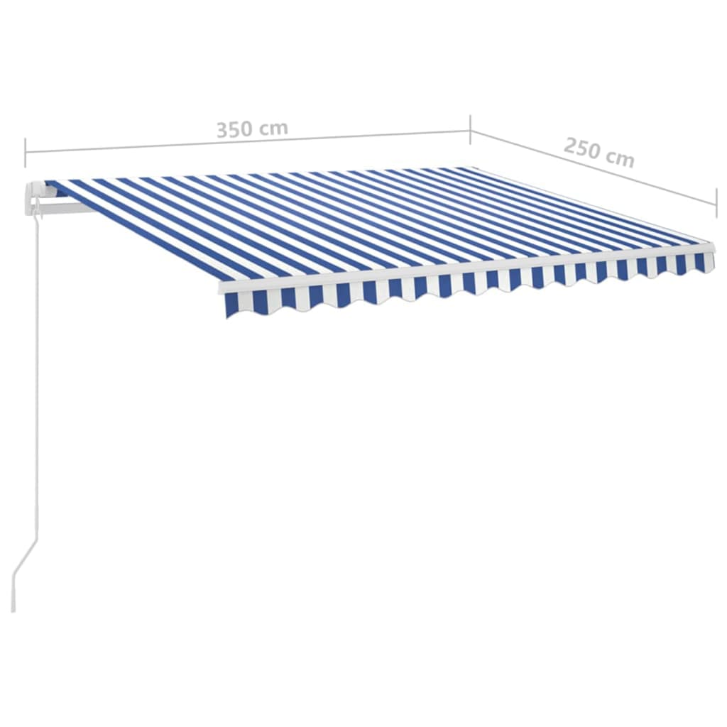 vidaXL Τέντα Αυτόματη με LED & Αισθητήρα Ανέμου Μπλε/Λευκό 3,5x2,5 μ.