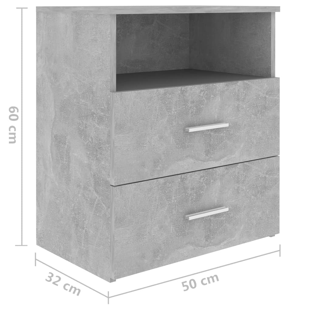 vidaXL Κομοδίνα 2 τεμ. Γκρι Σκυροδέματος 50 x 32 x 60 εκ.