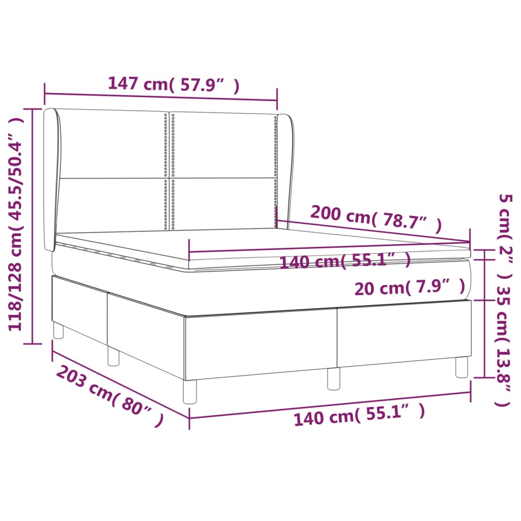 vidaXL Κρεβάτι Boxspring με Στρώμα Ανοιχτό Γκρι 140x200 εκ. Βελούδινο