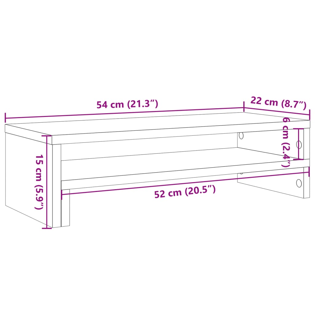 vidaXL Βάση Οθόνης Αρτισιανή Δρυς 54x22x15 εκ. από Επεξ. Ξύλο