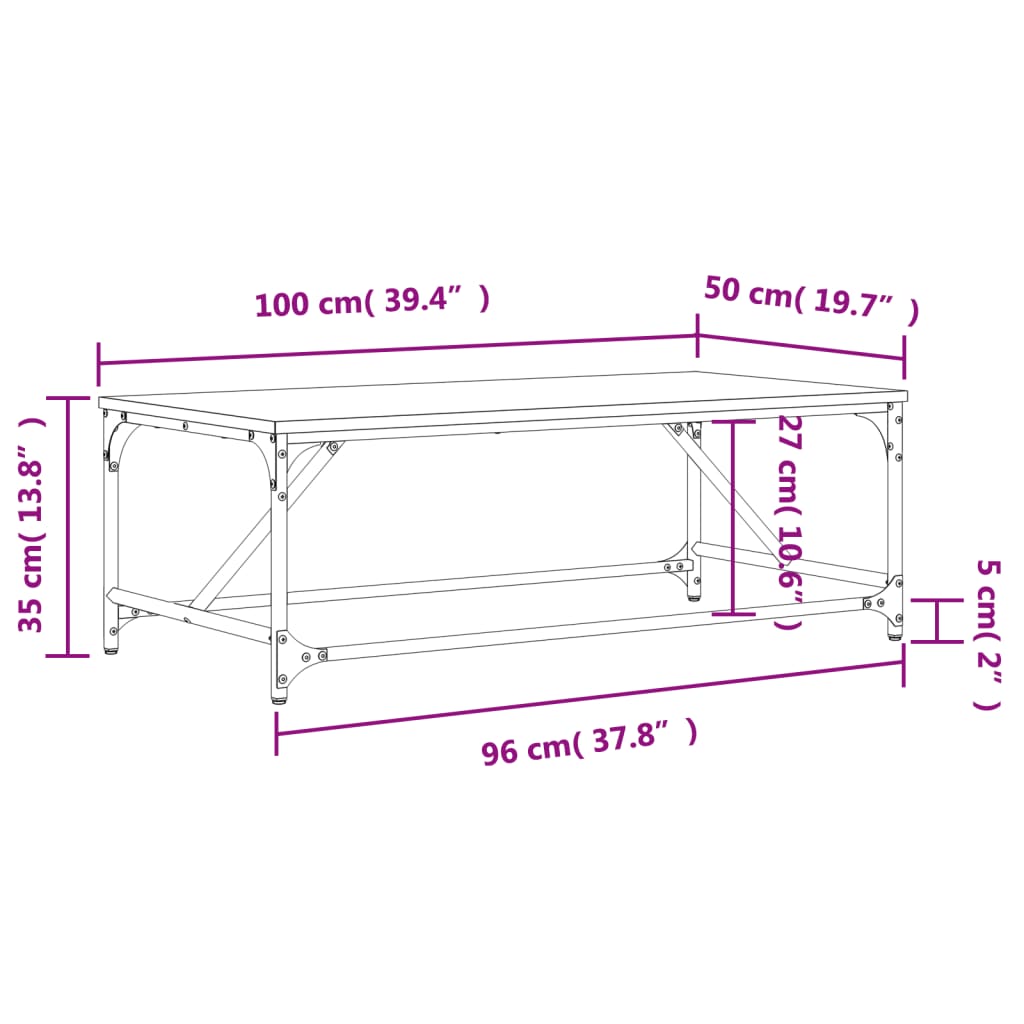 vidaXL Τραπεζάκι Σαλονιού Καφέ Δρυς 100x50x35 εκ. Επεξεργασμ. Ξύλο