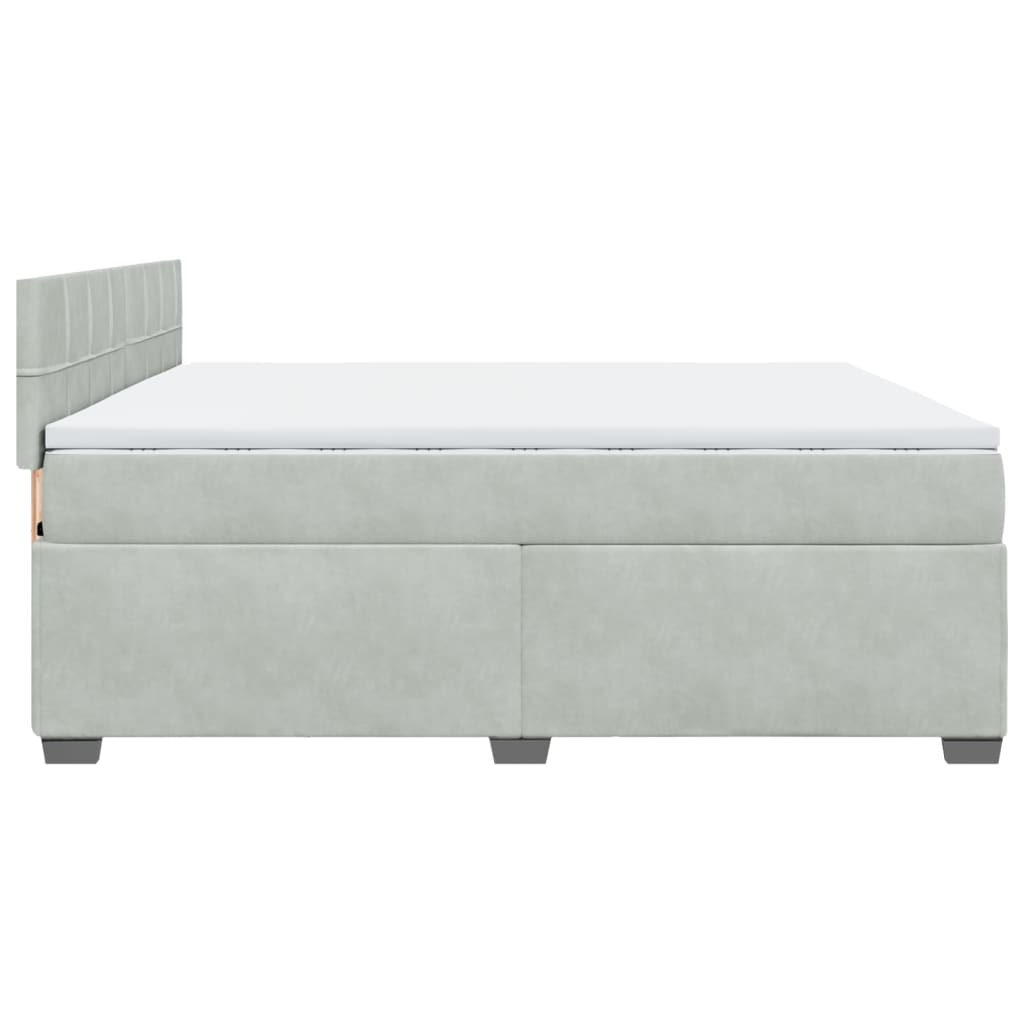 vidaXL Κρεβάτι Boxspring με Στρώμα Ανοιχτό Γκρι 200x200 εκ. Βελούδινο