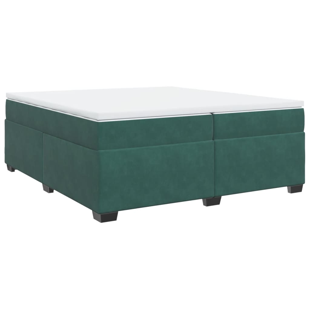 vidaXL Κρεβάτι Boxspring με Στρώμα Σκούρο Πράσινο 200x200εκ. Βελούδινο