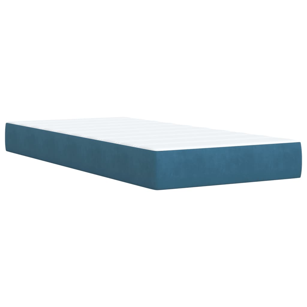 vidaXL Κρεβάτι Boxspring με Στρώμα Σκούρο Μπλε 90x190 εκ. Βελούδινο