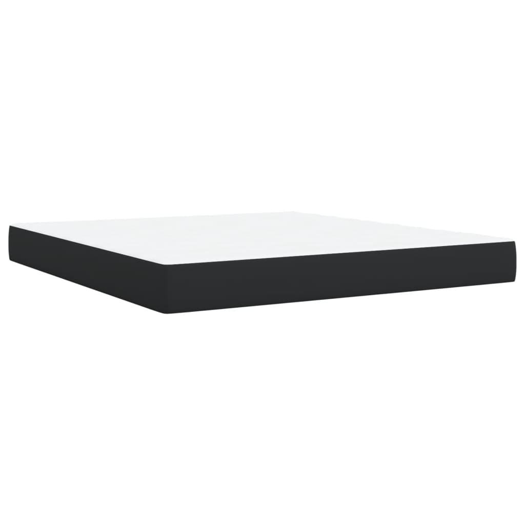 vidaXL Κρεβάτι Boxspring με Στρώμα Μαύρο 180x200εκ.από Συνθετικό Δέρμα