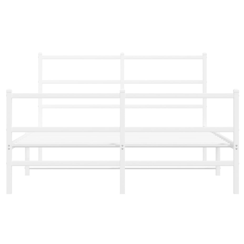 vidaXL Πλαίσιο Κρεβατιού με Κεφαλάρι/Ποδαρικό Λευκό 140x190εκ. Μέταλλο