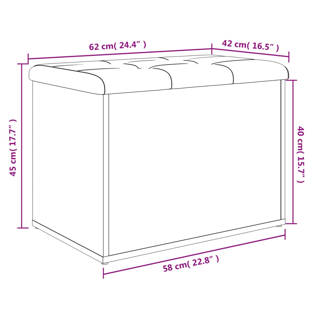 vidaXL Παγκάκι Αποθήκευσης Sonoma Δρυς 62x42x45 εκ. Επεξεργασμένο Ξύλο