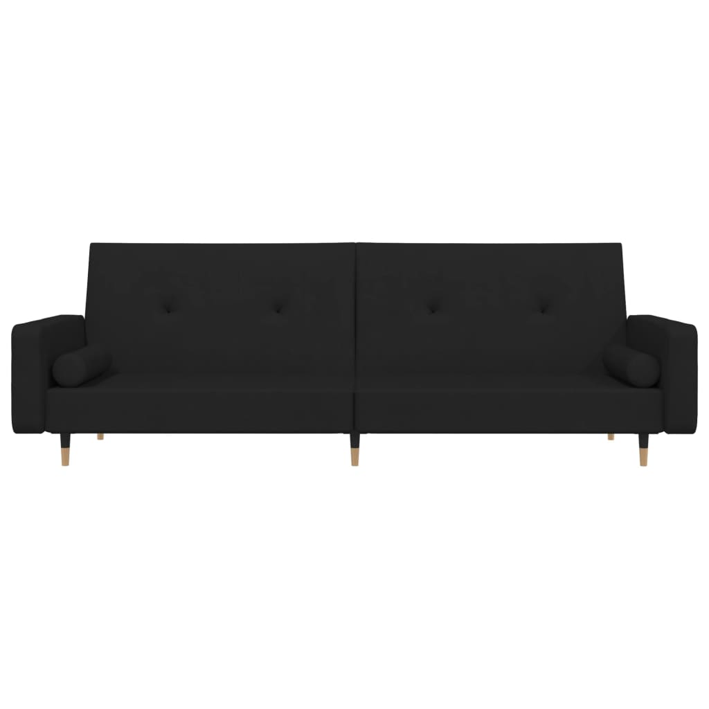 vidaXL Καναπές Κρεβάτι Διθέσιος Μαύρος Βελούδινος με 2 Μαξιλάρια