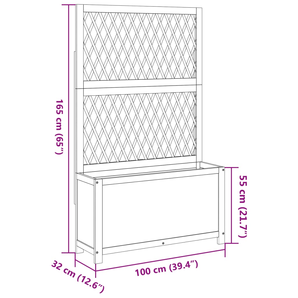 vidaXL Γλάστρα με Καφασωτό 100x32x165 εκ. Μασίφ Ξύλο Ακακίας