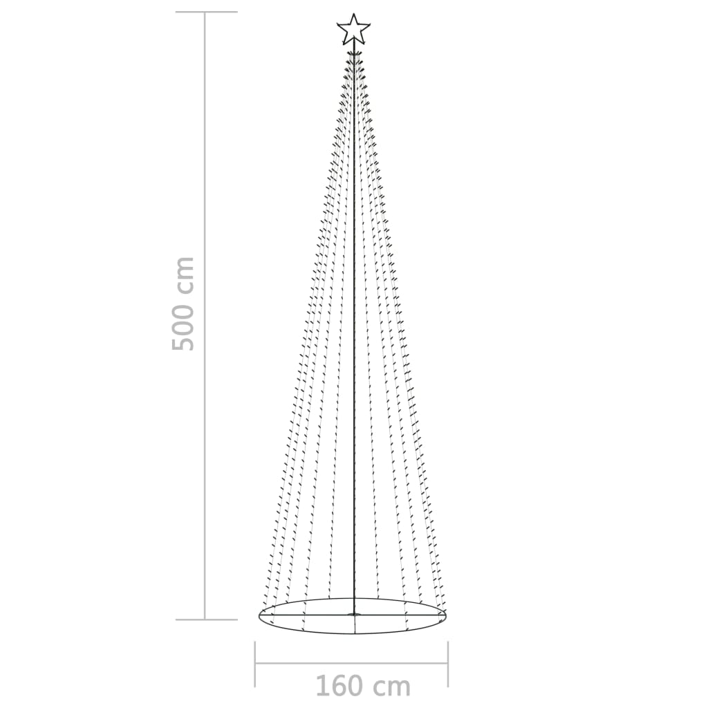 vidaXL Χριστουγεννιάτικο Δέντρο Κώνος 752 LED Πολύχρωμο 160x500 εκ.