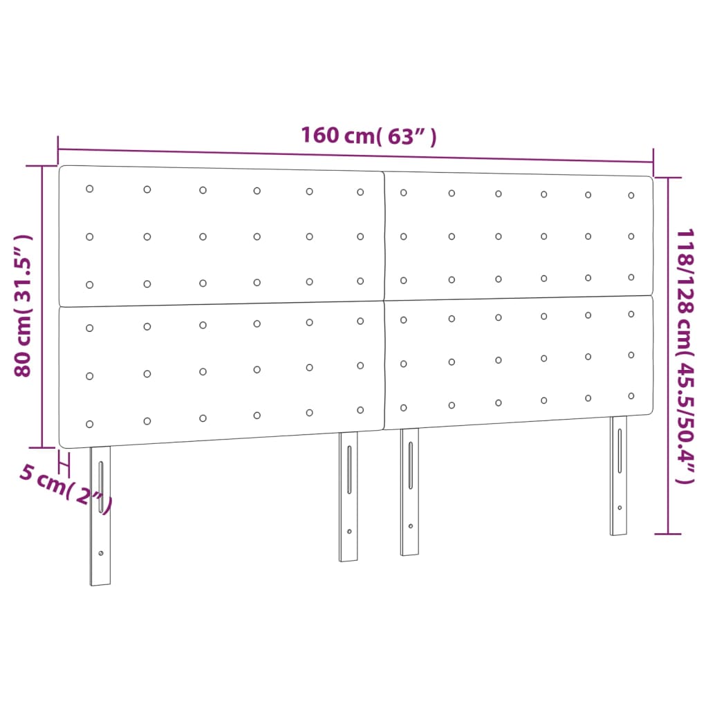 vidaXL Κεφαλάρια Κρεβατιού 4 τεμ. Σκ. Καφέ80 x 5 x 78/88εκ. Υφασμάτινο