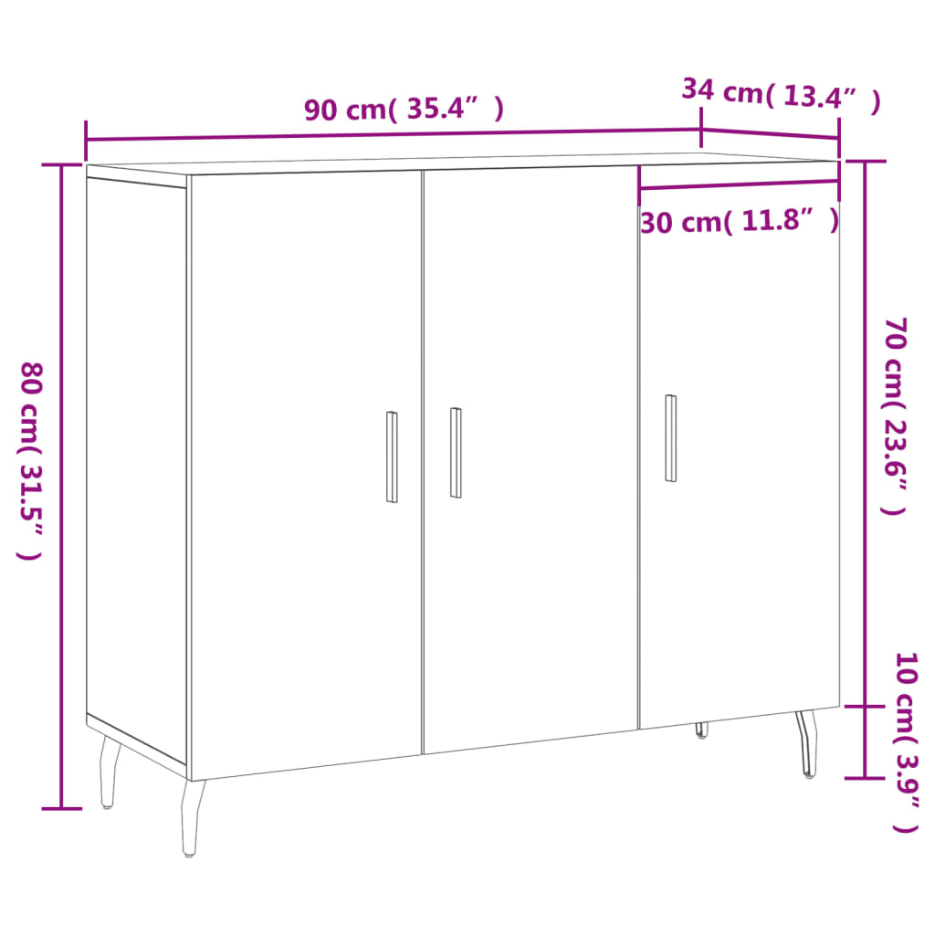 vidaXL Ντουλάπι Γκρι Sonoma 90 x 34 x 80 εκ. από Επεξεργασμένο Ξύλο