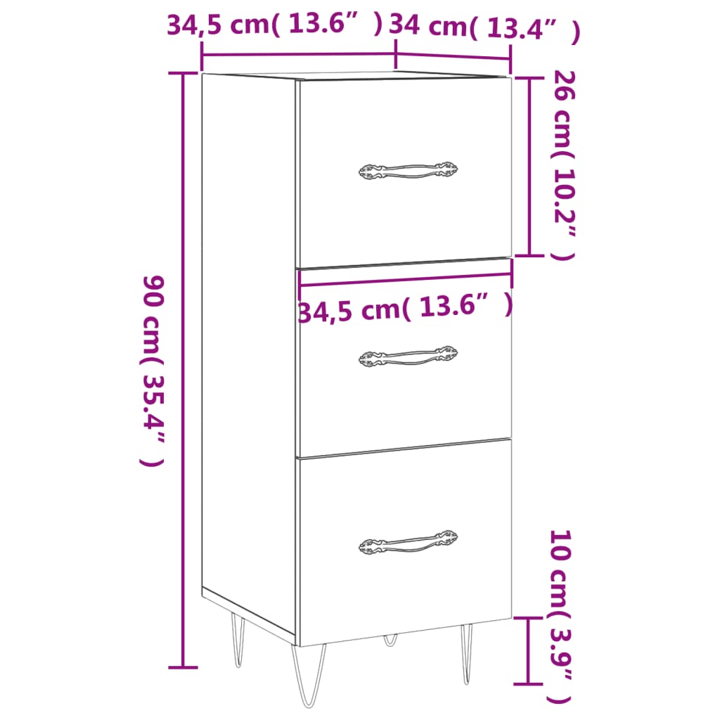 vidaXL Ντουλάπι Γκρι Sonoma 34,5x34x90 εκ. από Επεξεργασμένο Ξύλο