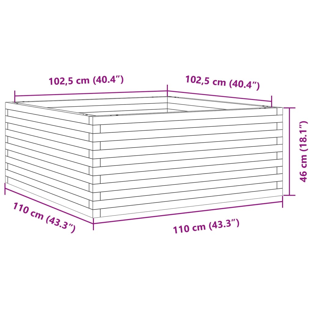 vidaXL Ζαρντινιέρα Κήπου 110x110x46 εκ. από Εμποτισμένο Ξύλο Πεύκου