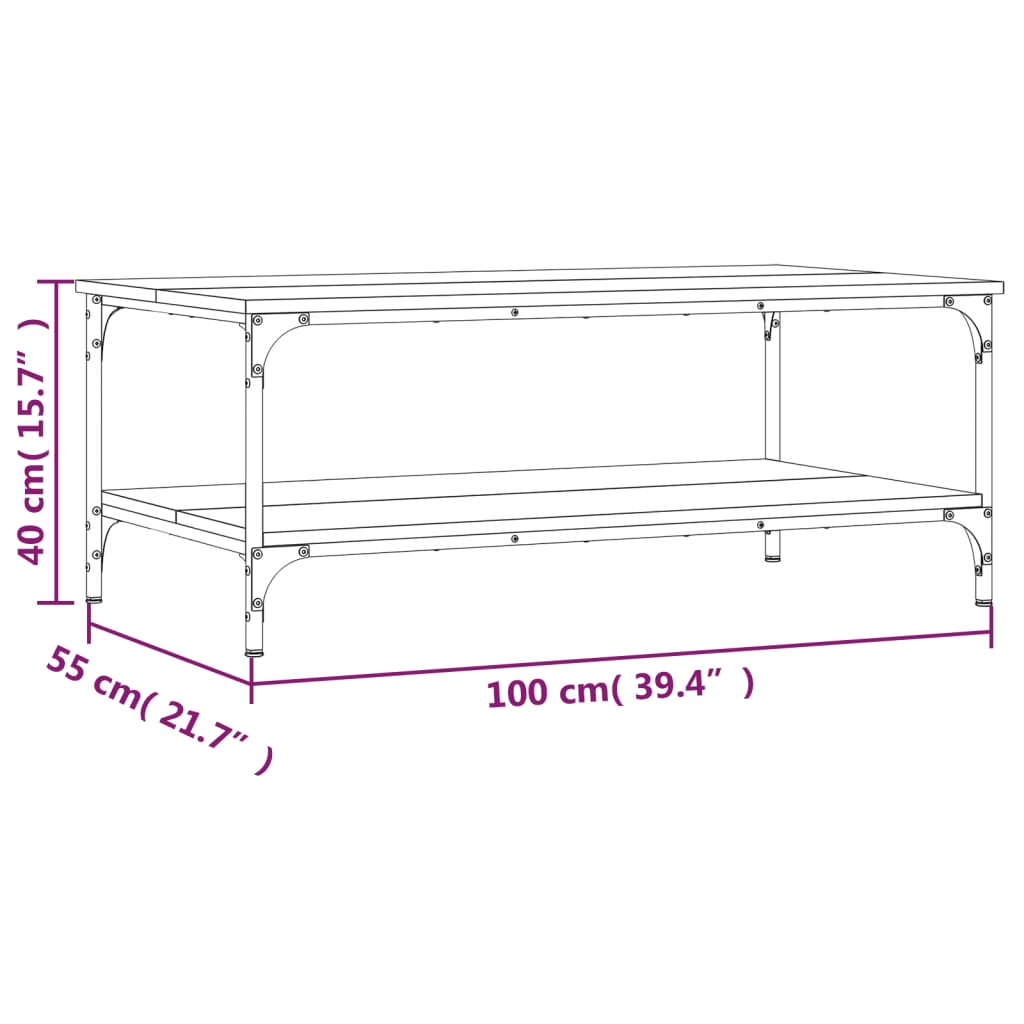 vidaXL Τραπεζάκι Σαλονιού Καπνιστή Δρυς 100x55x40 εκ. Επεξεργ. Ξύλο