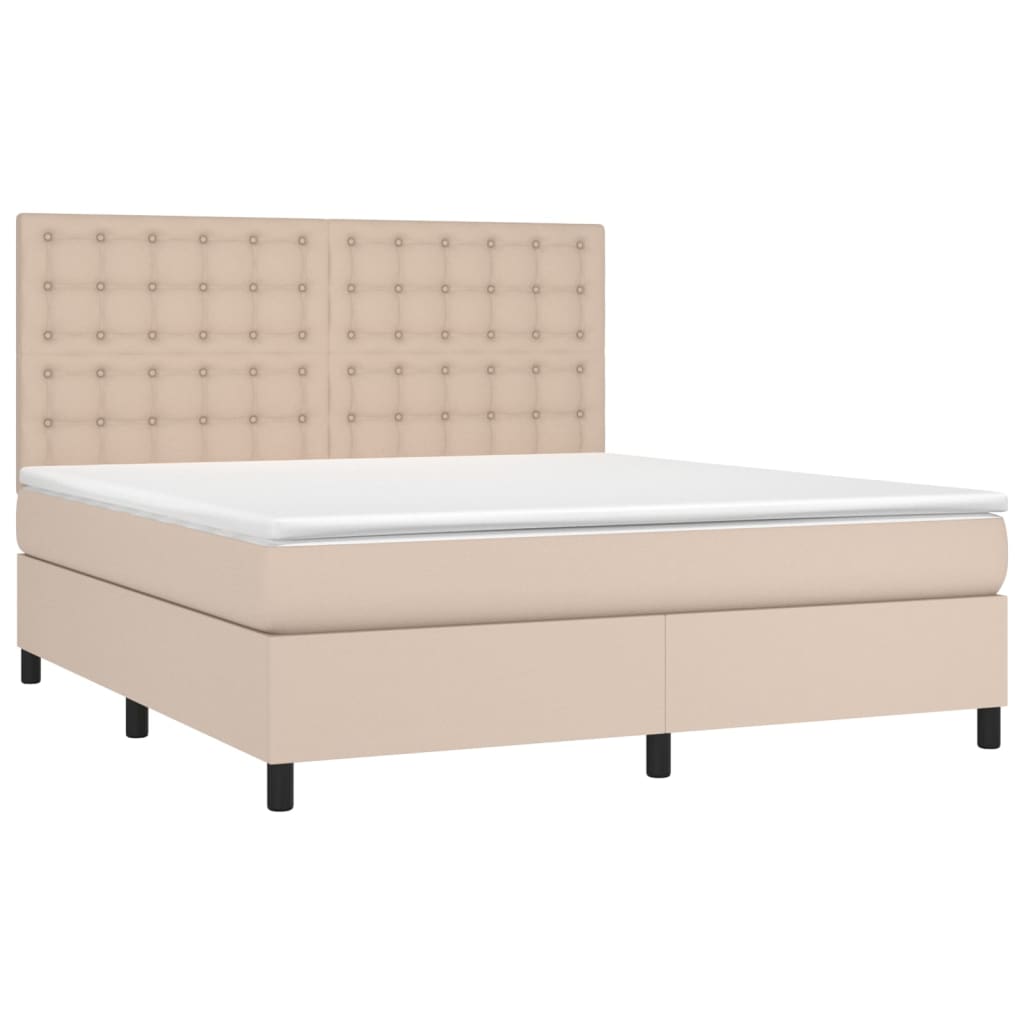 vidaXL Κρεβάτι Boxspring με Στρώμα Καπουτσίνο 160x200εκ.από Συνθ.Δέρμα