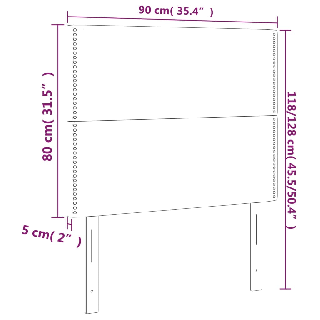 vidaXL Κεφαλάρι Κρεβατιού LED Ανοιχτό Γκρι 90x5x118/128 εκ. Βελούδινο