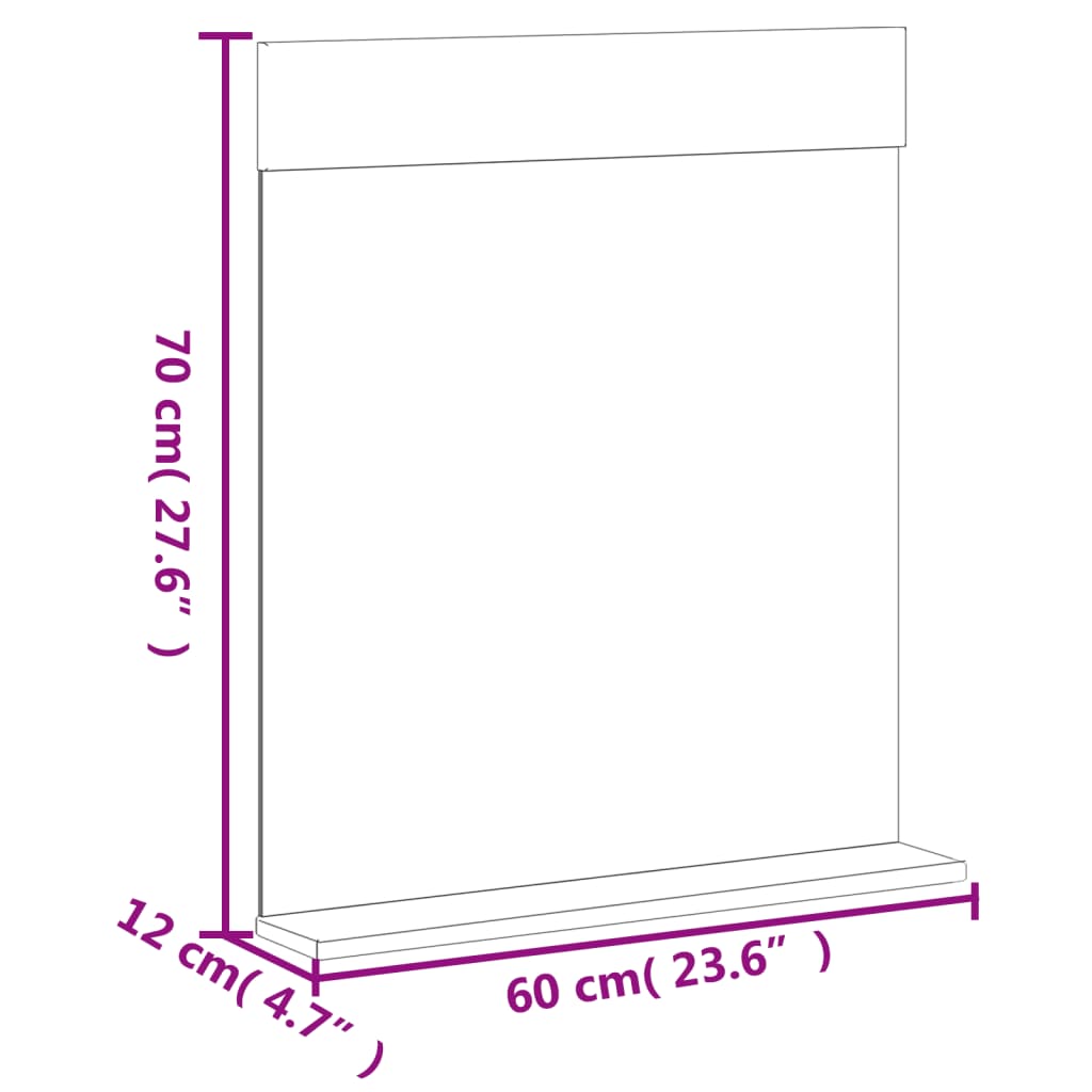 vidaXL Καθρέφτης Μπάνιου με Ράφι BERG Λευκός 60x12x70 εκ. Μασίφ Ξύλο