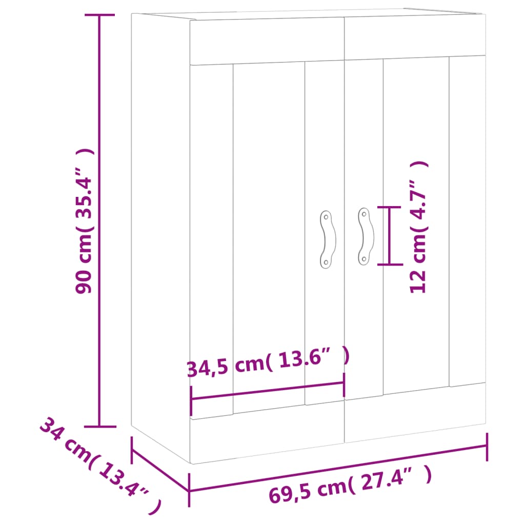 vidaXL Ντουλάπι Τοίχου Καπνιστή Δρυς 69,5 x 34 x 90 εκ.