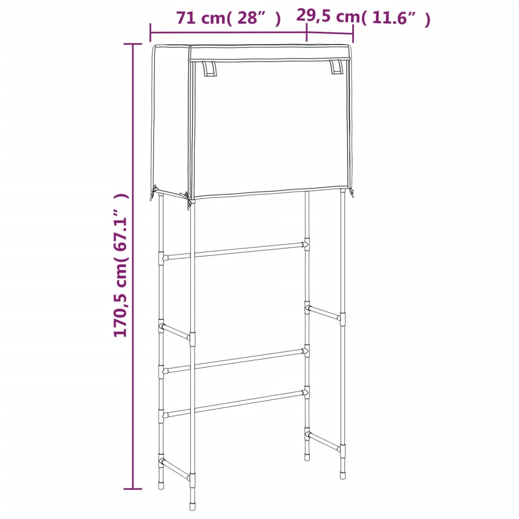 vidaXL Ραφιέρα 2 Επιπέδων για Πλυντήριο Κρεμ 71x29,5x170,5 εκ. Σίδερο