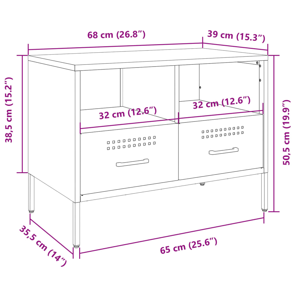 vidaXL Έπιπλο Τηλεόρασης Μουσταρδί 68x39x50,5 εκ. Ατσάλι Ψυχρής Έλασης