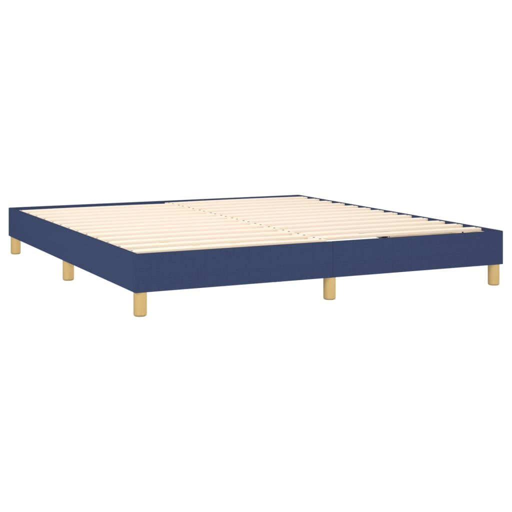 vidaXL Κρεβάτι Boxspring με Στρώμα & LED Μπλε 180x200 εκ. Υφασμάτινο