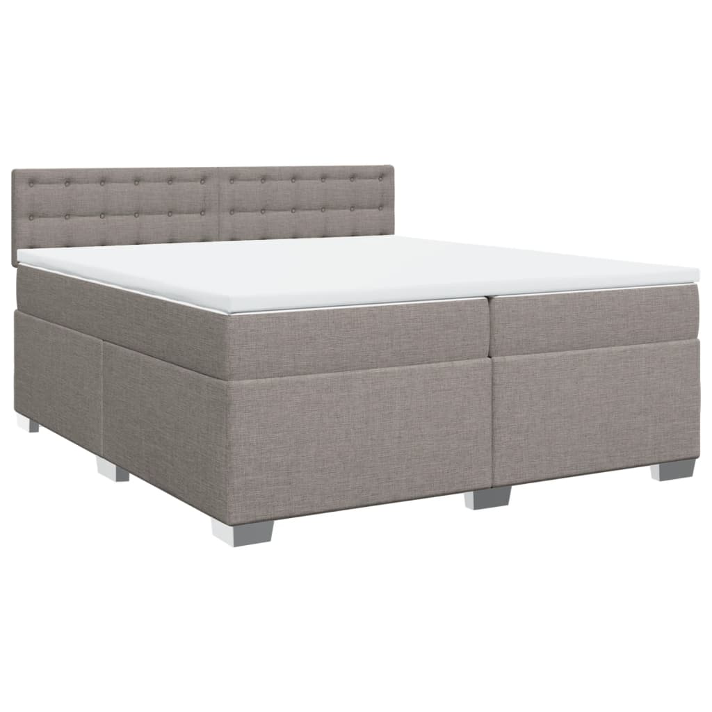 vidaXL Κρεβάτι Boxspring με Στρώμα Taupe 200x200 εκ. Υφασμάτινο