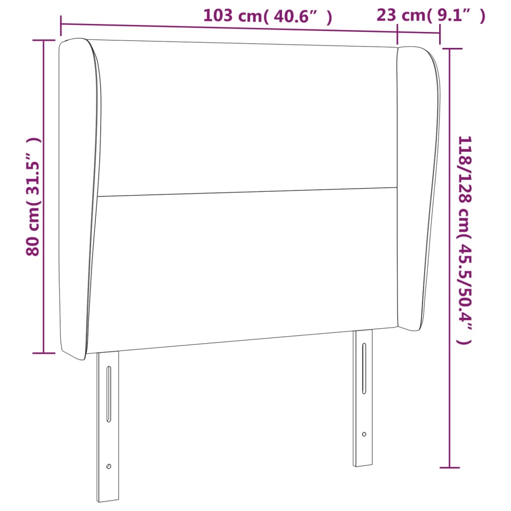 vidaXL Κεφαλάρι με Πτερύγια Μαύρο 103x23x118/128 εκ. Βελούδινο