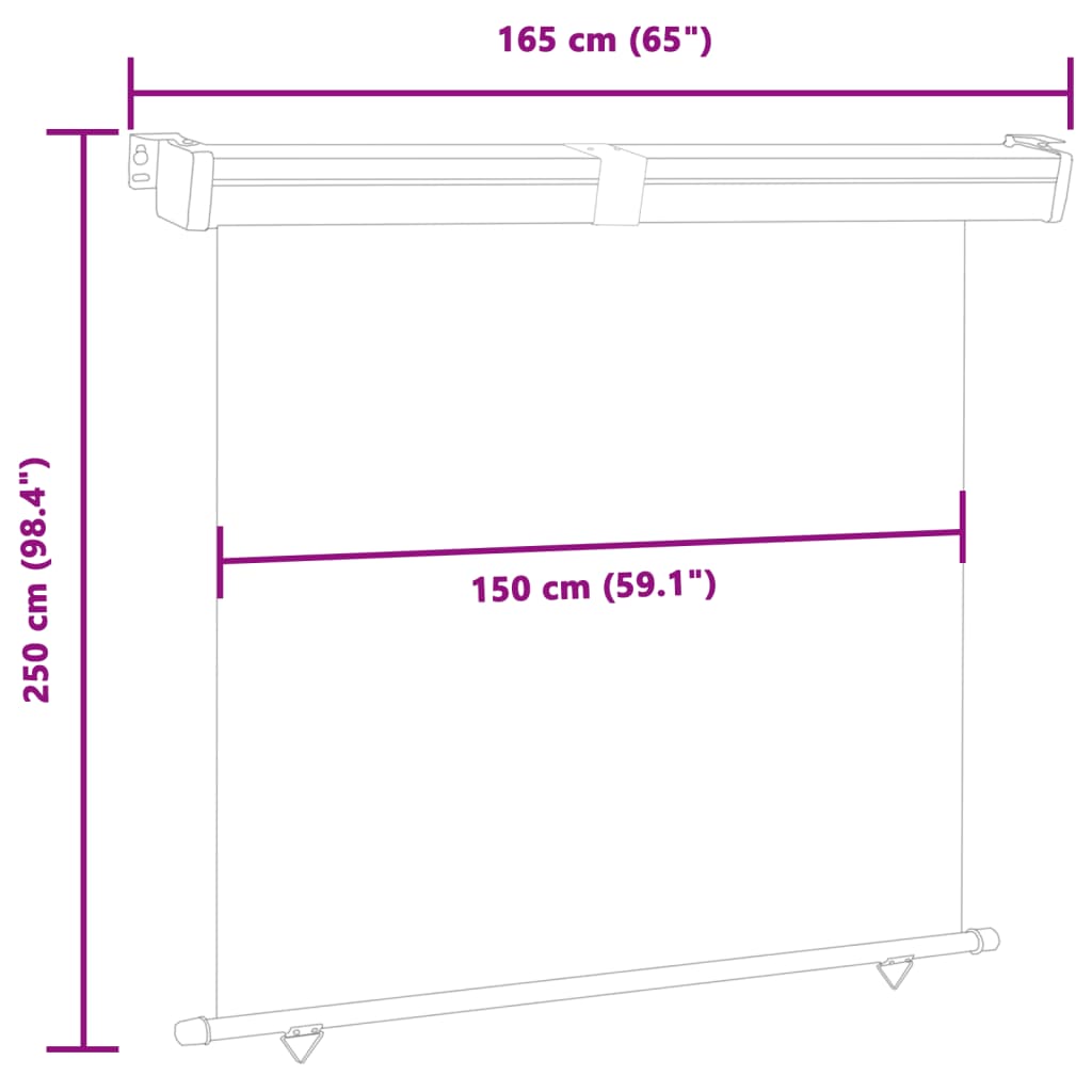 vidaXL Σκίαστρο Βεράντας Πλαϊνό Μαύρο 165 x 250 εκ.