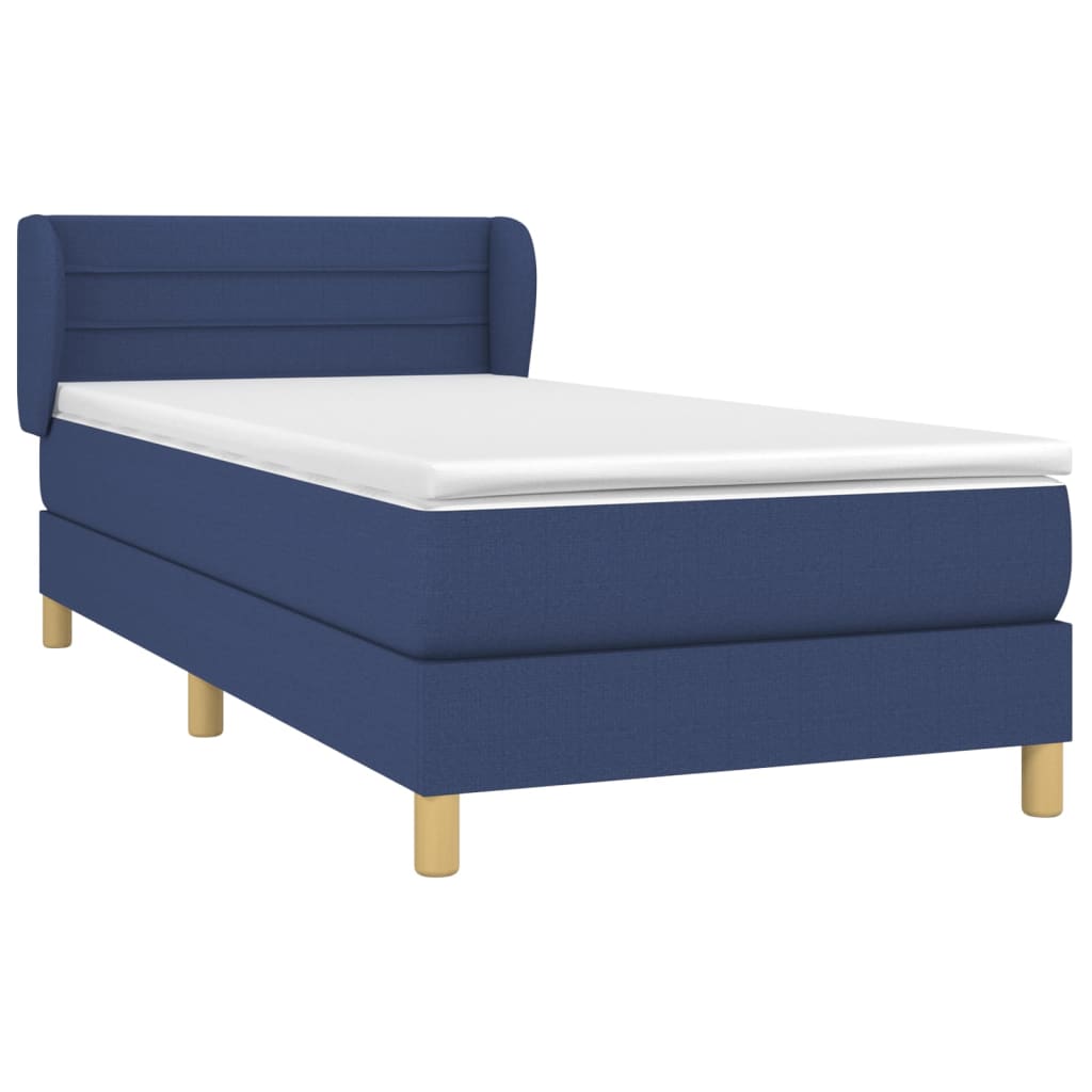 vidaXL Κρεβάτι Boxspring με Στρώμα Μπλε 80x200 εκ. Υφασμάτινο