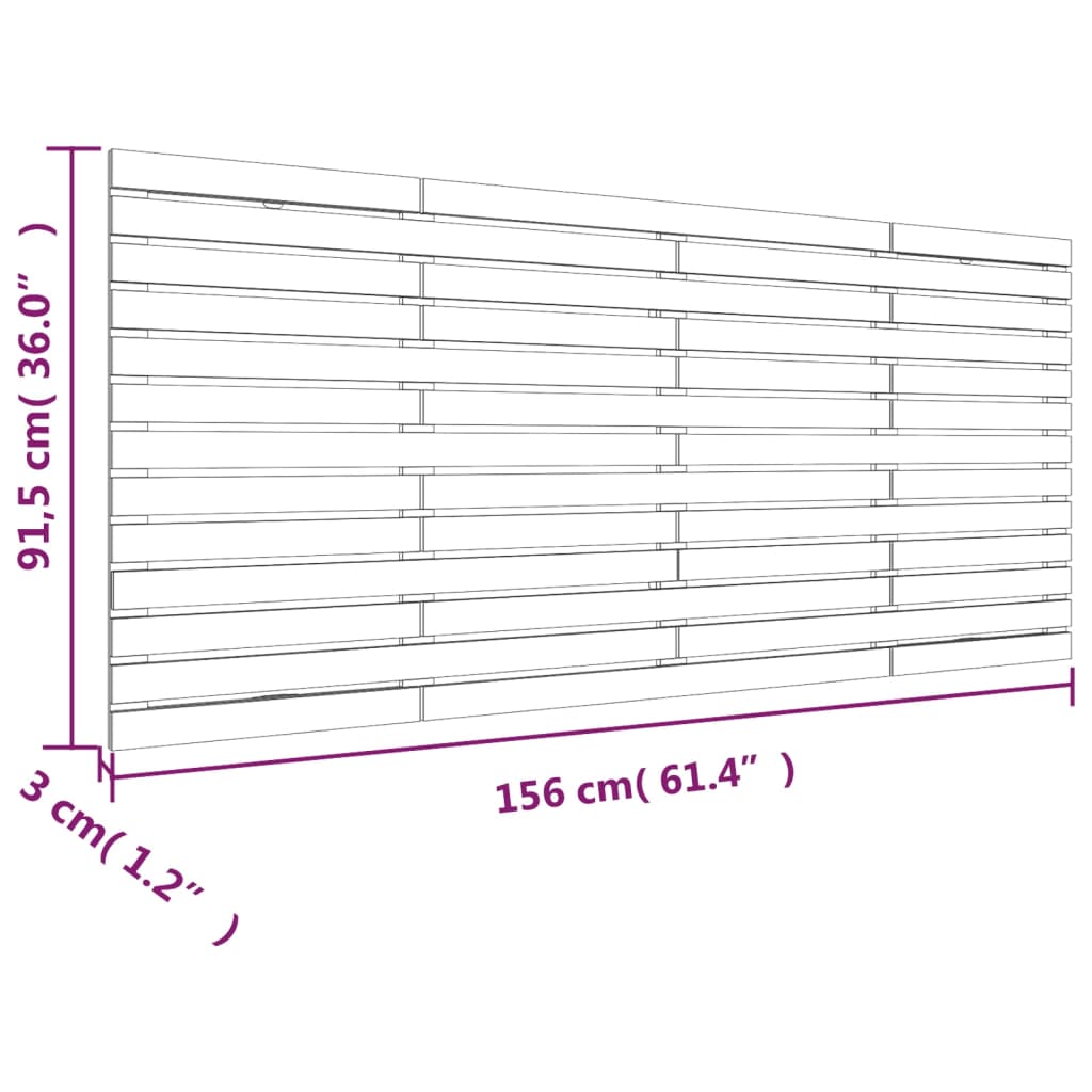 vidaXL Κεφαλάρι Επιτοίχιο 156 x 3 x 91,5 εκ. από Μασίφ Ξύλο Πεύκου