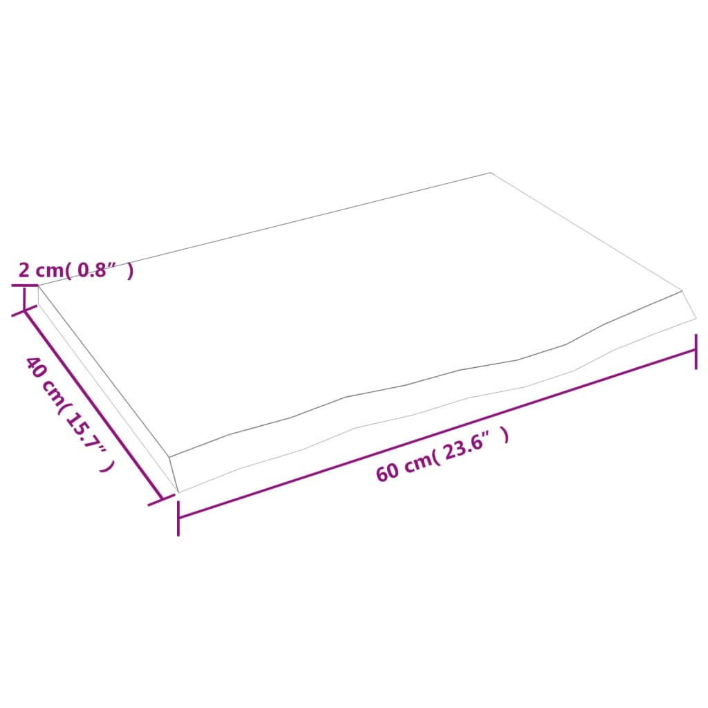 vidaXL Πάγκος Μπάνιου 60 x 40 x 2 εκ. από Ακατέργαστο Μασίφ Ξύλο