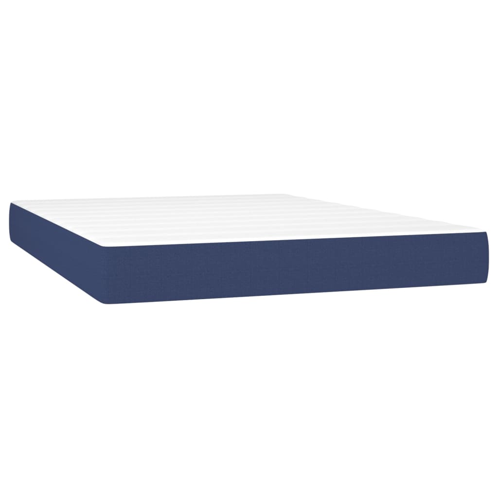 vidaXL Κρεβάτι Boxspring με Στρώμα Μπλε 140x200 εκ. Υφασμάτινο