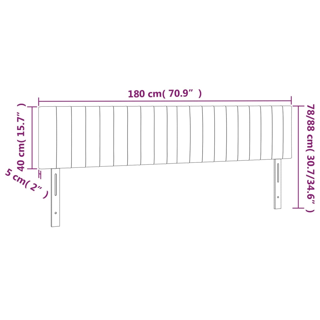 vidaXL Κεφαλάρι Κρεβατιού LED Σκούρο Γκρι 180x5x78/88 εκ. Βελούδινο