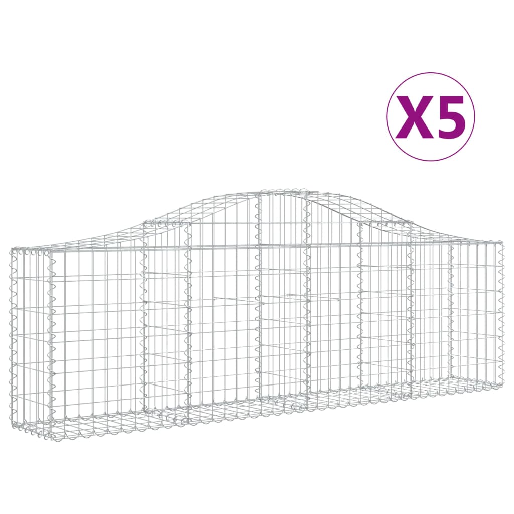 vidaXL Συρματοκιβώτια Τοξωτά 5 τεμ. 200x30x60/80 εκ. Γαλβαν. Ατσάλι