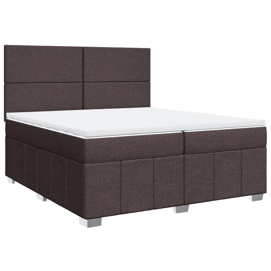 vidaXL Κρεβάτι Boxspring με Στρώμα Σκούρο Καφέ 200x200 εκ. Υφασμάτινο