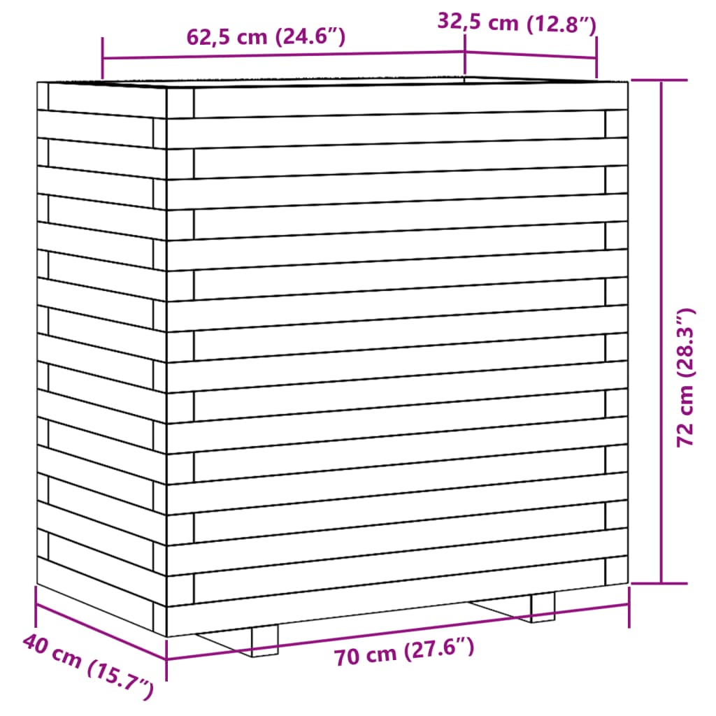 vidaXL Ζαρντινιέρα Λευκή 70x40x72εκ. από Μασίφ Ξύλο Πεύκου