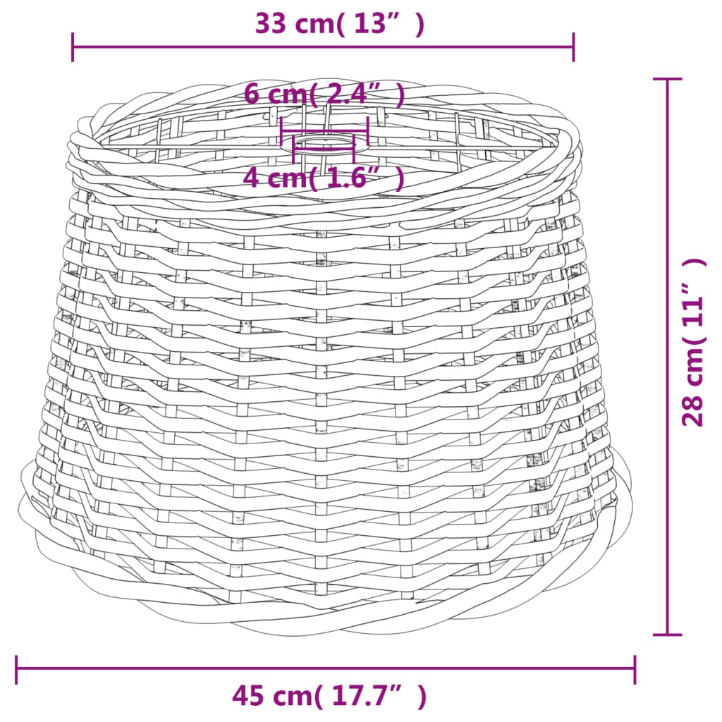 vidaXL Καπέλο Φωτιστικού Οροφής Λευκό Ø45x28 εκ. από Wicker